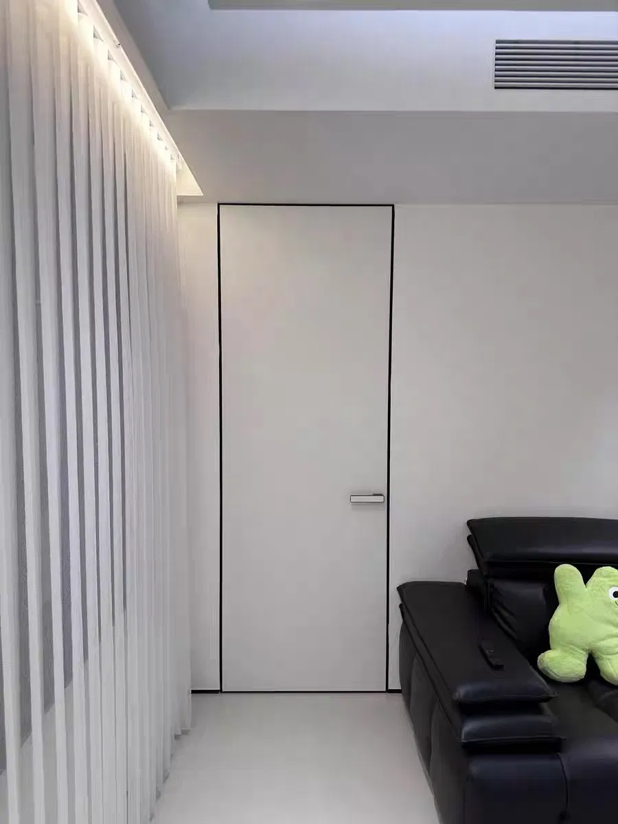 Modern Interior Bedroom Flush Frameless Door Wooden Hidden Wall Doors Aluminum Frame