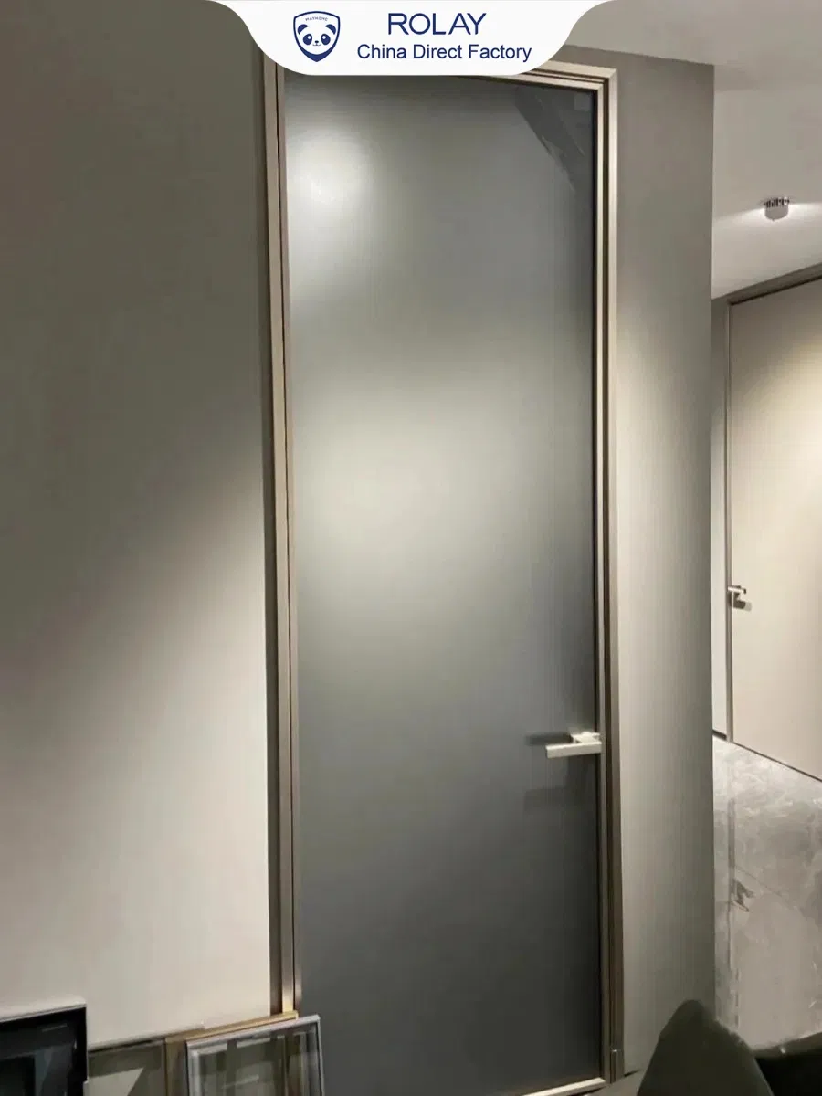 Moisture No Deformation Powder Coated Brushed Aluminum Stainless Steel Rust Proof Bathroom Door