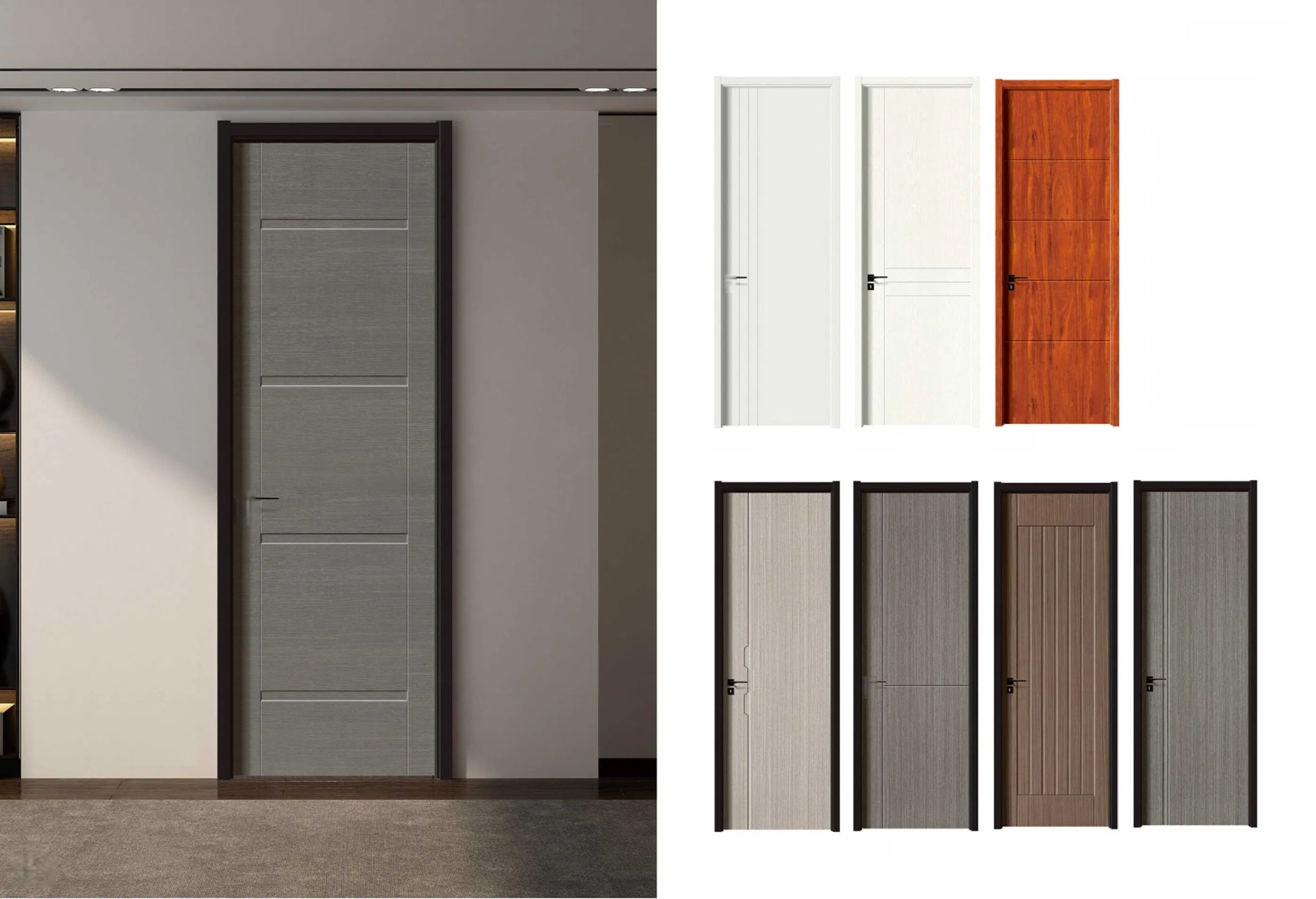 Winstar Customized Manufacturer WPC Wood Plastic Door Moisture Moth-Proof for Dormitory Classroom School Environmentally Friendly Interior Bathroom Hotel PVC