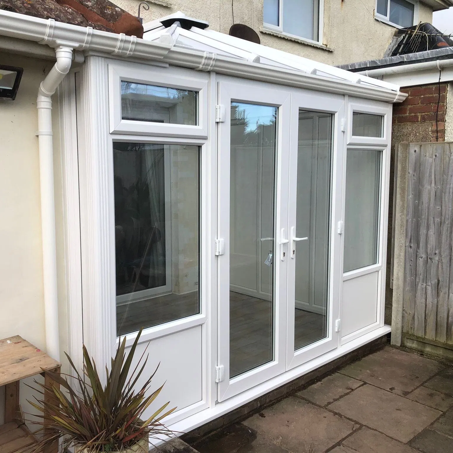 60 Series UPVC Security Hinged Door with Bullet-Proof Glass, Multi-Point Lock &amp; Steel Reinforcement