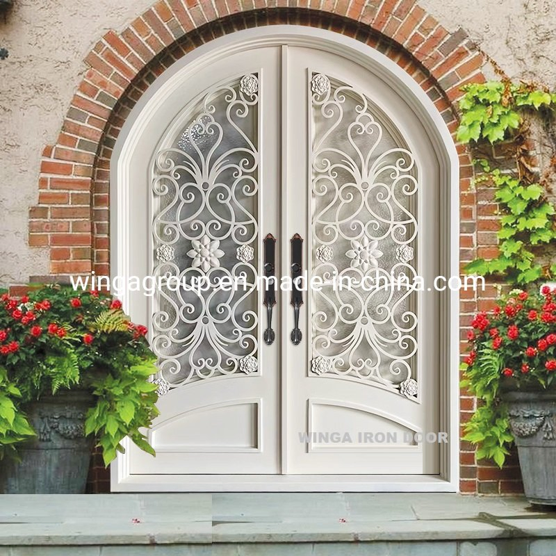 Half Head Art Forged Wrought Iron Steel Metal Entry Door