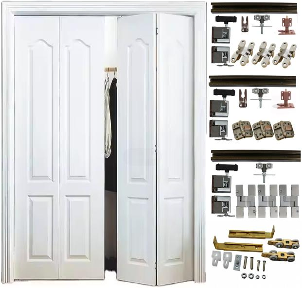 Replace Surface Mounted Barn Sliding Door and Window Hardware with Aluminum Alloy Pulley Track Rail Kit Flat Folding Wooden Door