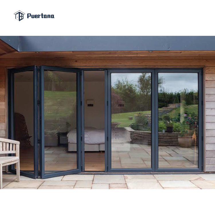 Exterior Hurricane Proof Impact Rated Luxury Aluminum Sliding Folding Glass Patio Bi-Fold Door