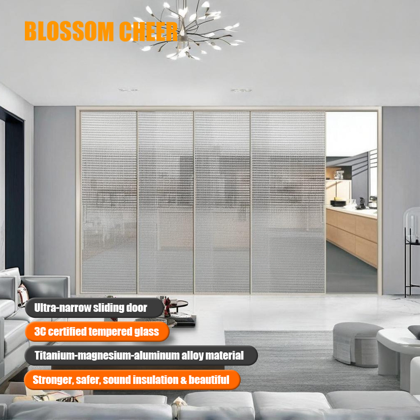 Modern Interior Aluminum Sliding Glass Door with Slim Frame Design