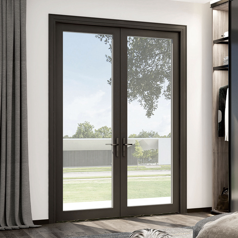 Popular Slim Narrow Frame Glass Door Interior Swing Casement Aluminum Bathroom Doors