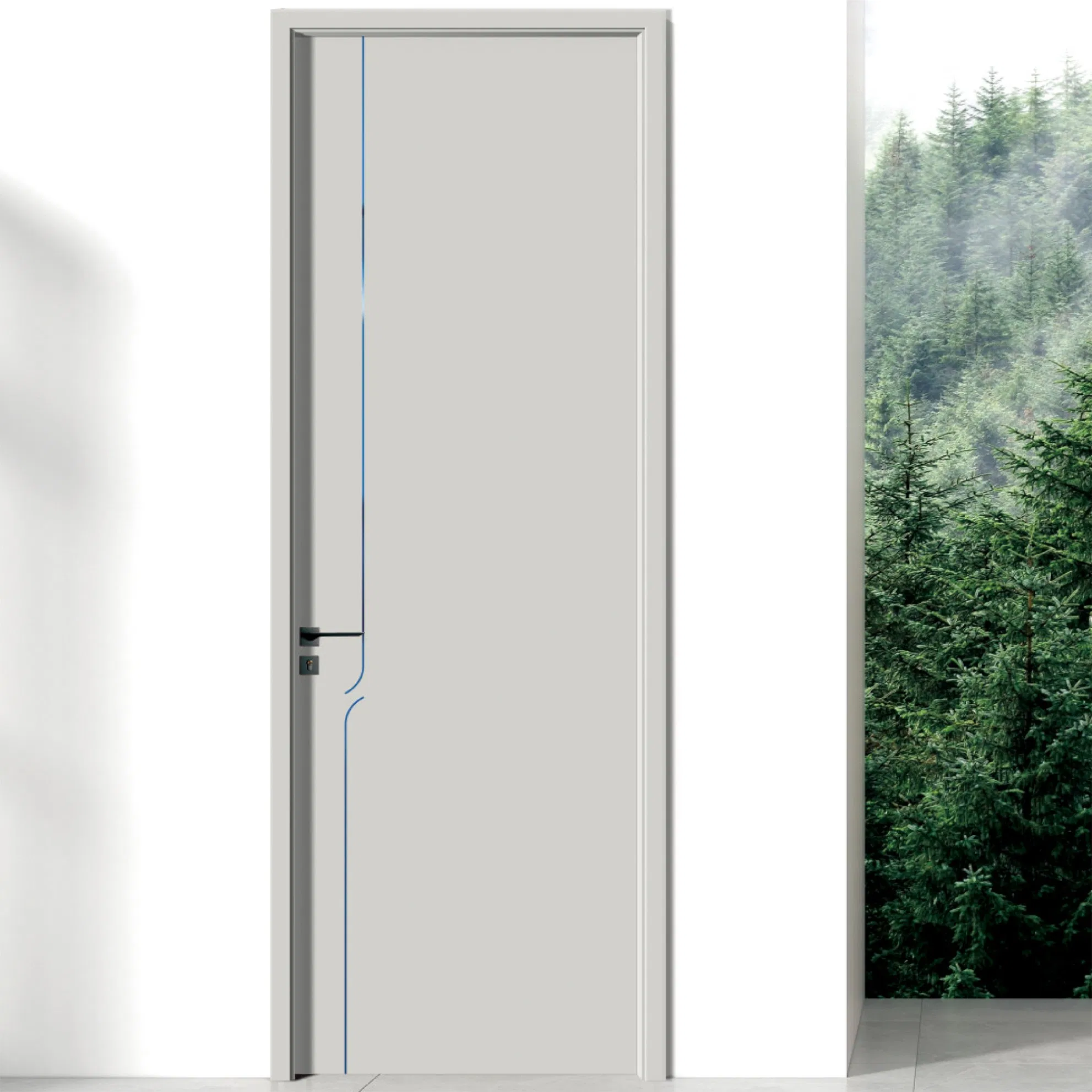 21. Space-Saving Wooden Wood PVC Security WPC PVC Acoustic Interior Door Custom Width Master Bedroom