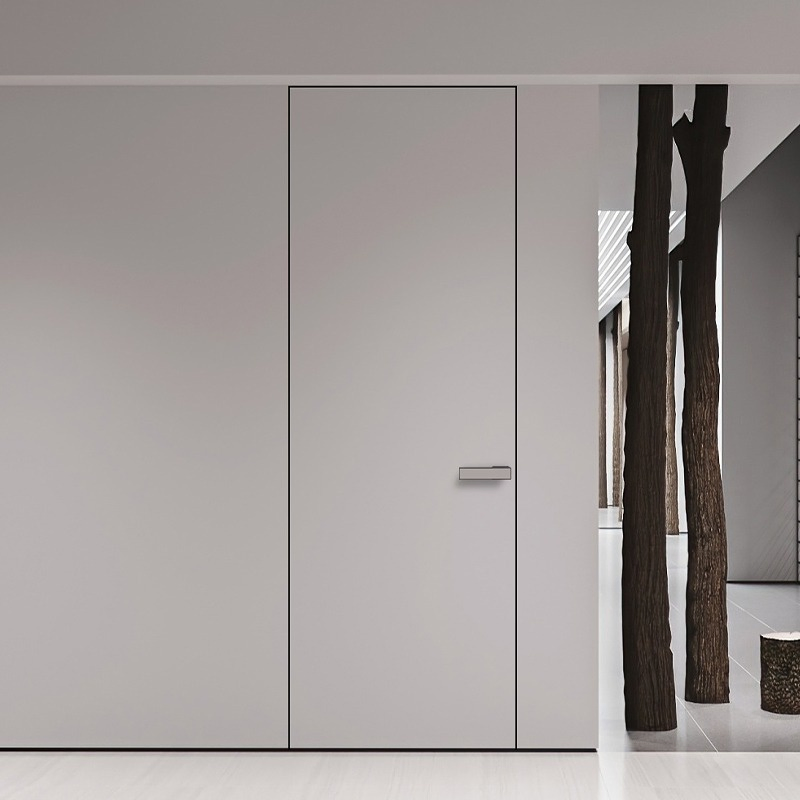 Modern Aluminum Wood Concealed Frame Frameless Hidden Door Interior Invisible Flush Door for House
