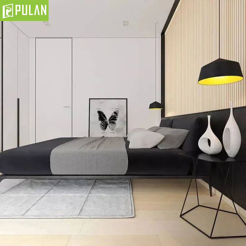 Modern Customized Design Interior Aluminum Frame MDF Door Skin Wooden Flush Invisible Door with Hidden Hinge for Apartment