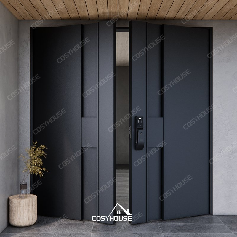 Double Leaf Thermal Break Entry Door with Glass Sidelights for Mansion and High-Rise Projects