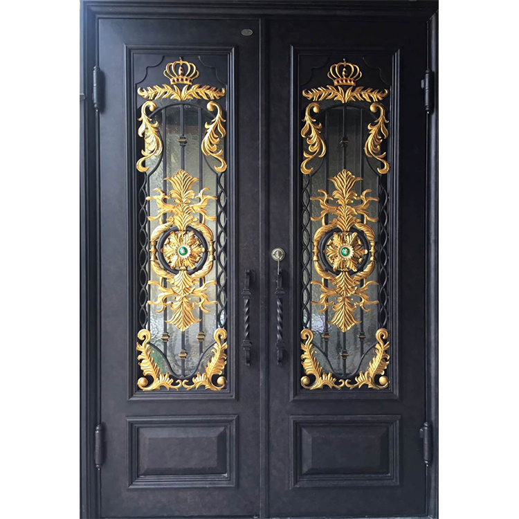 Hurricane Rated Impact Resistant Free Swing Double Front Iron Door