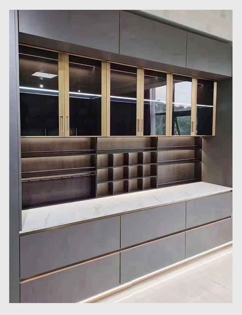 Bononi Glass Door Frame Aluminum Profile for Wardrobe Cabinet Door Slim Frame