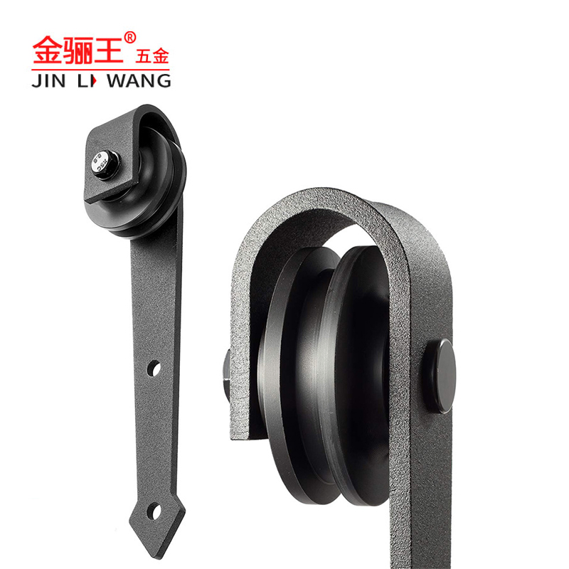 Heavy Duty Wall Mount Bracket Fit Double Wooden Doors Metal Bi-Folding Hanging Roller Sliding Barn Door Slide Guige Rail Track Hardware Kit System