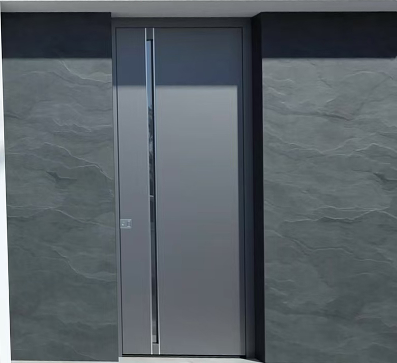Luxury Modern Exterior Door Stainless Steel Security Entrance with Glass Pivot Door