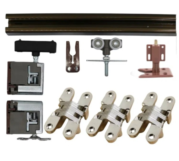 Replace Surface Mounted Barn Sliding Door and Window Hardware with Aluminum Alloy Pulley Track Rail Kit Flat Folding Wooden Door