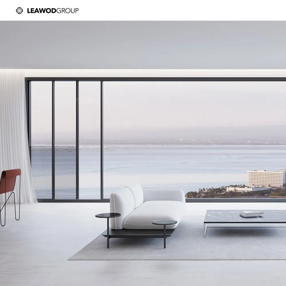 Exterior Minimalist Slimline Frame Narrow Frame Design Thermal Break Aluminum Aluminium Sliding Door with Double Glazing for Villa Hotel Balcony Patio