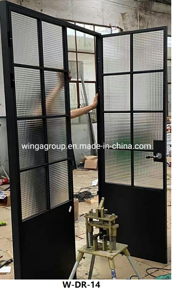 Interior Grid Wrought Iron Glass Door Security Steel Metal Gate