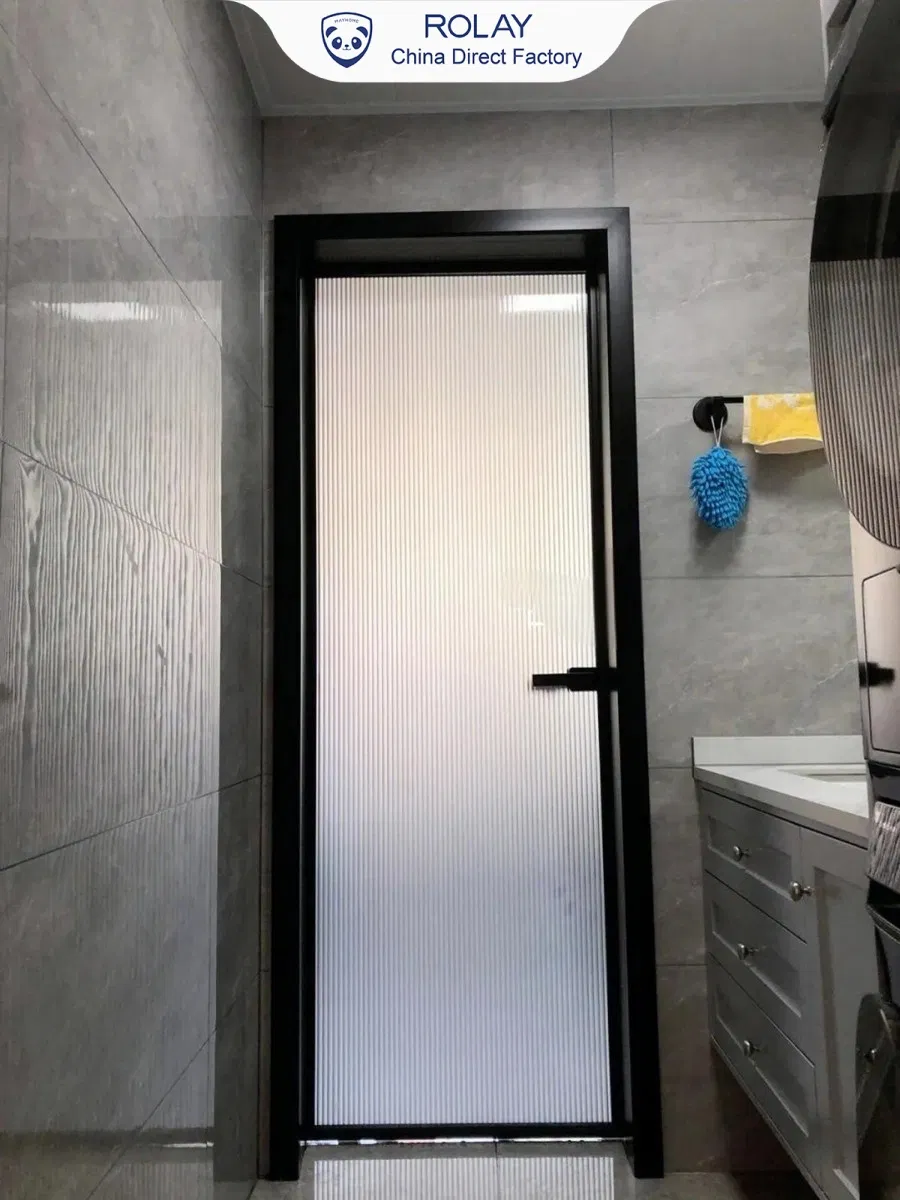 Moisture No Deformation Powder Coated Brushed Aluminum Stainless Steel Rust Proof Bathroom Door