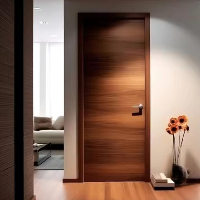 Wood Single Door Designs Luxury Frameless Invisible Interior Room Wood Solid Flush Hidden Frame Aluminum Wood Door Hidden Door