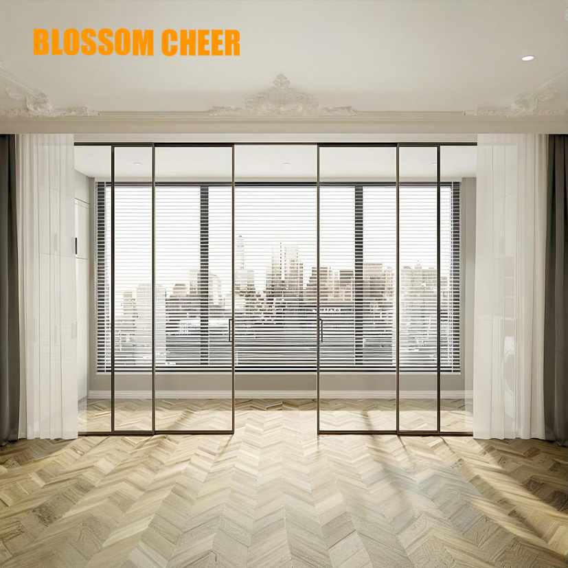 Modern Interior Aluminum Sliding Glass Door with Slim Frame Design