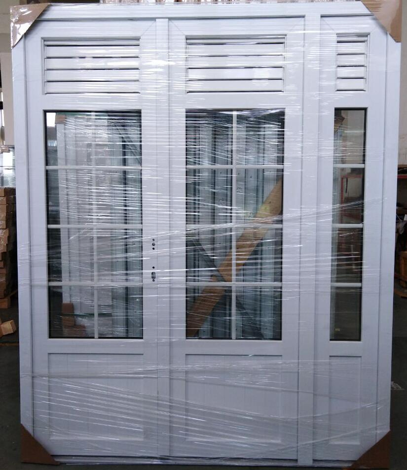 High Quality Hurricane Impact Water Proof UPVC Vinyl Casement Glass Door with Adjustable Vertilation Louver