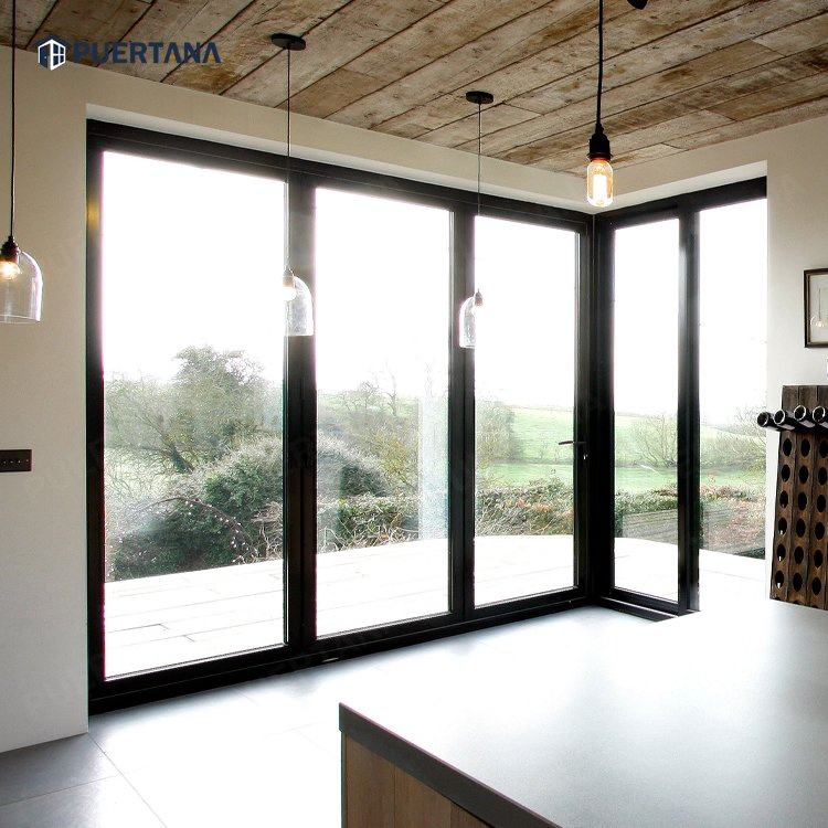 Exterior Hurricane Proof Impact Rated Luxury Aluminum Sliding Folding Glass Patio Bi-Fold Door