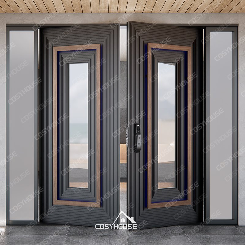 Australian Standards Contemporary Double Impact Doors Hurricane Rated Soundproof Double Leaf Doors Double Fire-Rated Swing Doors