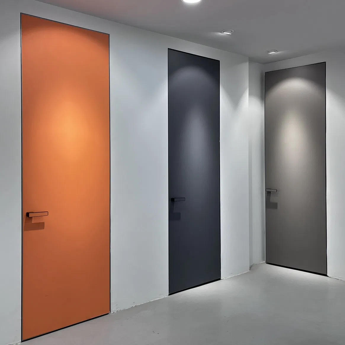 Hot Sale White Aluminum Wood Concealed Frame Frameless Hidden Door Interior Invisible Flush Door for Hotels, Villas