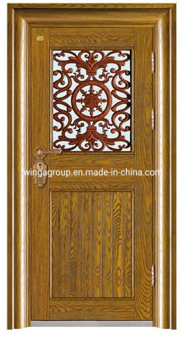 Wood Color Stee Glass Security Entry Gate Double Single Front Luxury Residential Entry Doors Black Security Front Door Iron Wrought with Shipping Prices