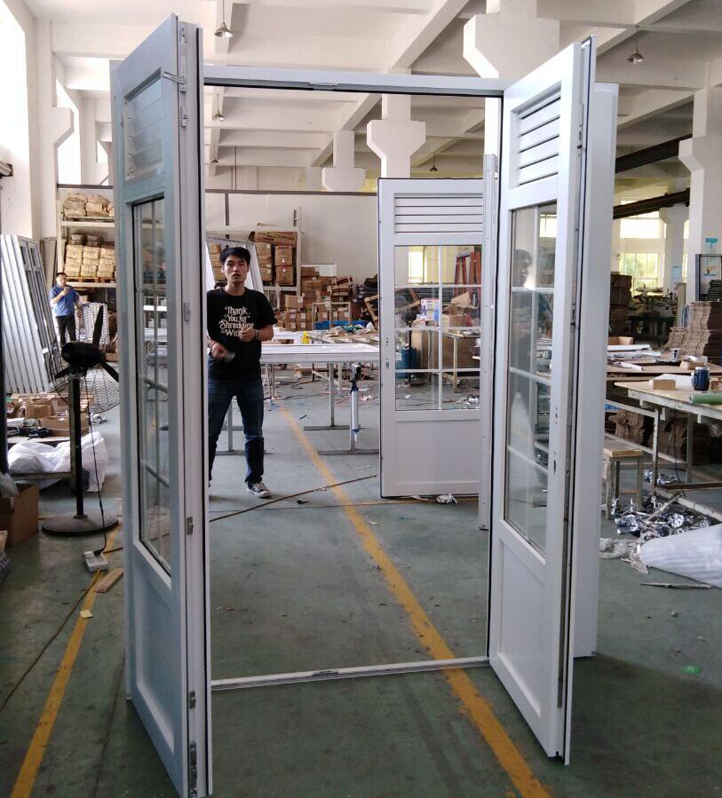 Caribbeans Hurricane Impact Waterproof UPVC Vinyl Casement Glass Door with Adjustable Ventilation Louver