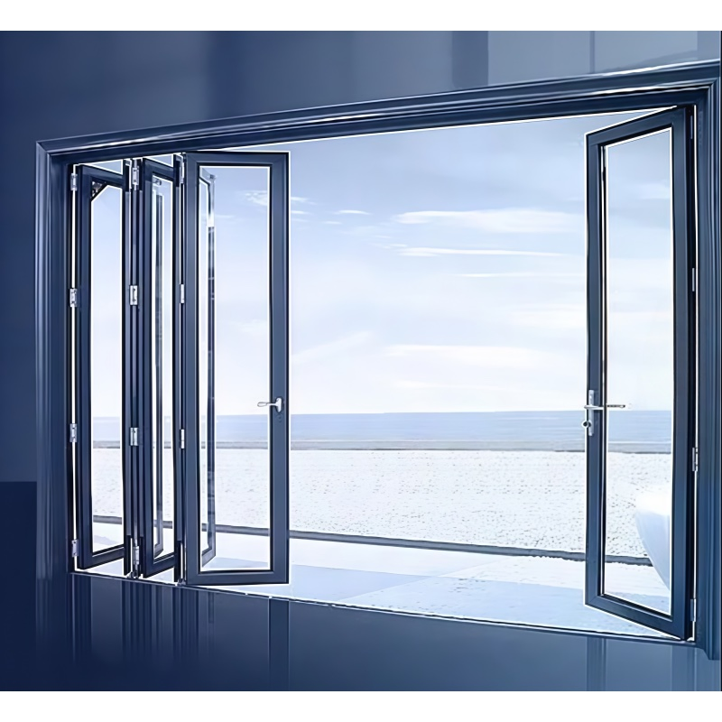 Aluminium Slim Frame Soundproof Insulated Glass Aluminum Folding Door for Living Room &amp; Patio