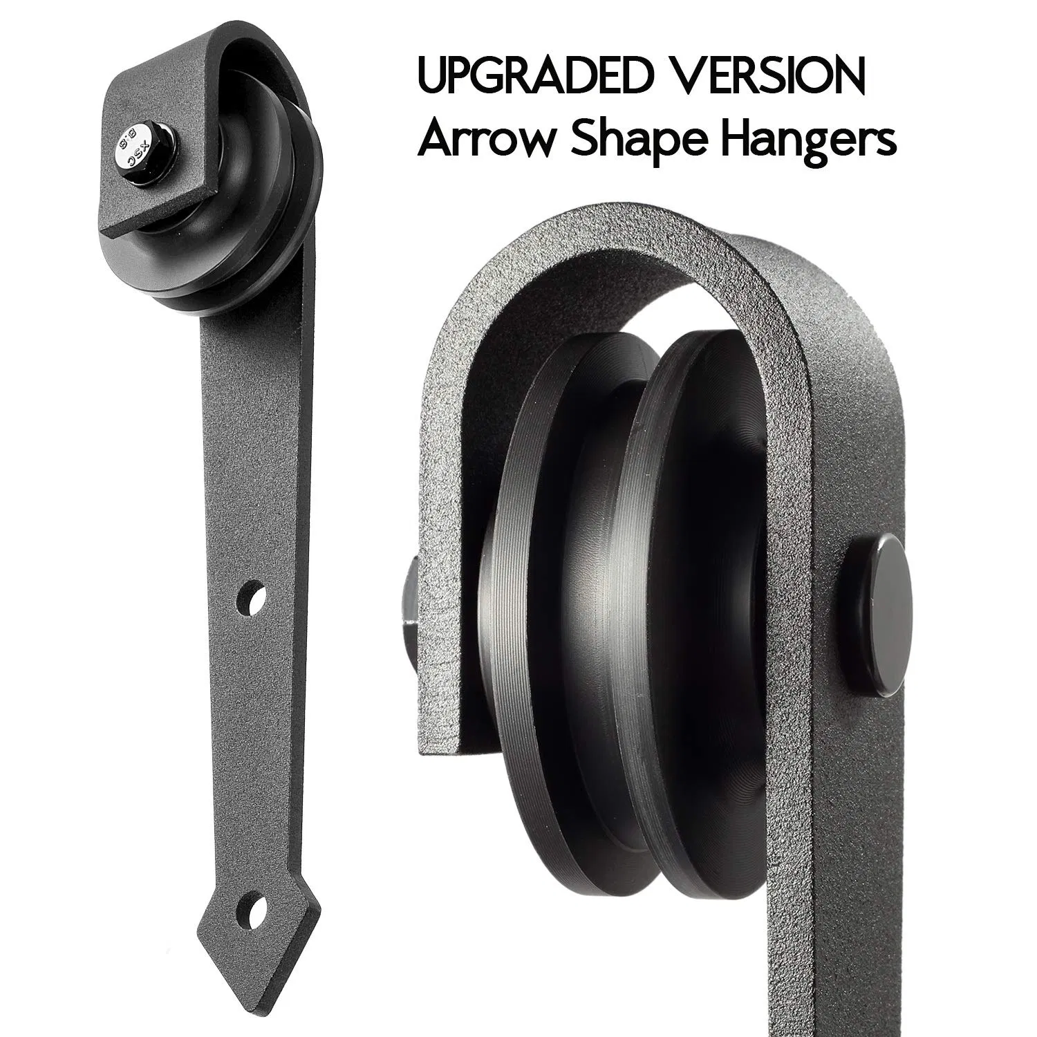 Black Steel Hardware Track for Double Wooden Doors Closet Kitchen Kit Low Ceiling Sliding Barn Door Rail