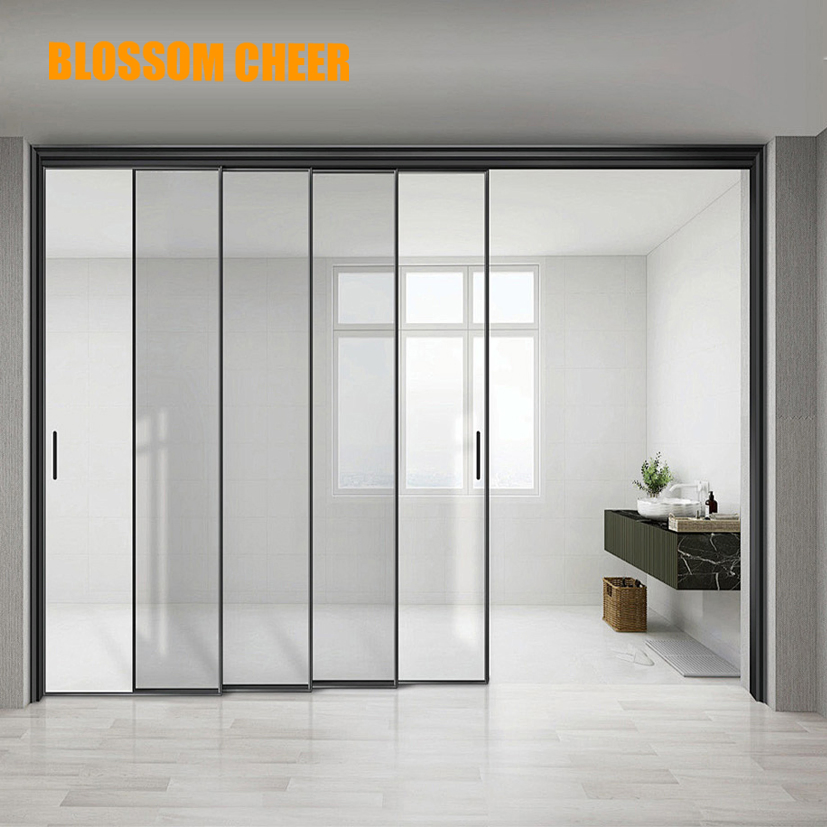 Modern Interior Aluminum Sliding Glass Door with Slim Frame Design