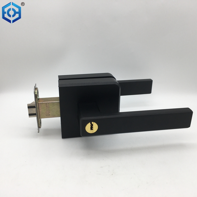 100% Original Matt Black Aluminum Slim Frame Glass Door Handle Lock