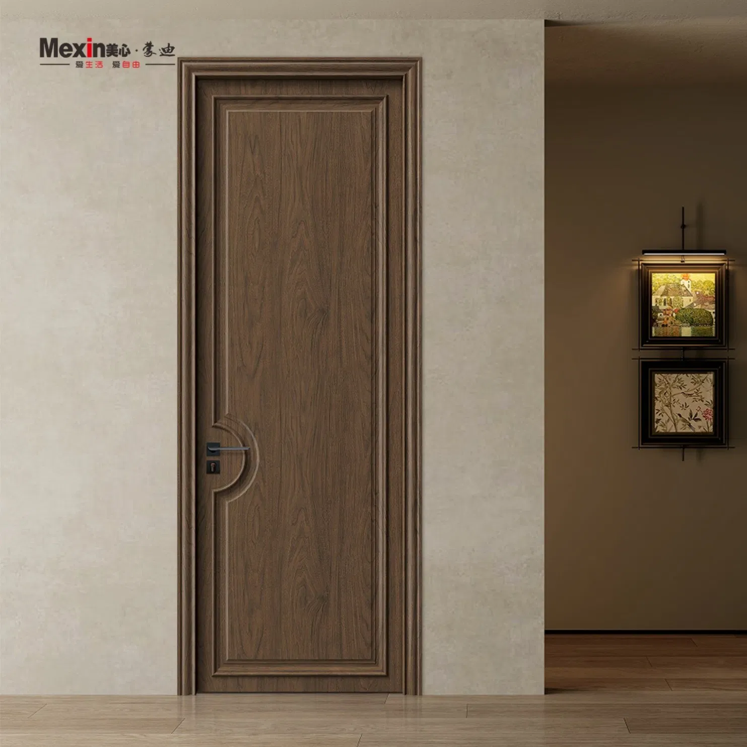 Mexin Soundproof Hotel Room Door Acoustic Wooden PVC Wood Composite Interior WPC Door Noise-Reducing Commercial