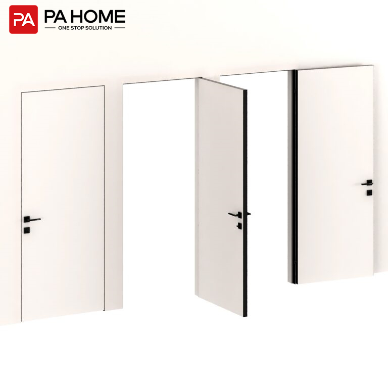 PA Luxury Frameless Invisible Interior Room Wood Solid Flush Hidden Frame Aluminum Wood Door Hidden Door