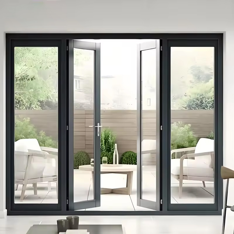Popular Slim Narrow Frame Glass Door Interior Swing Casement Aluminum Bathroom Doors