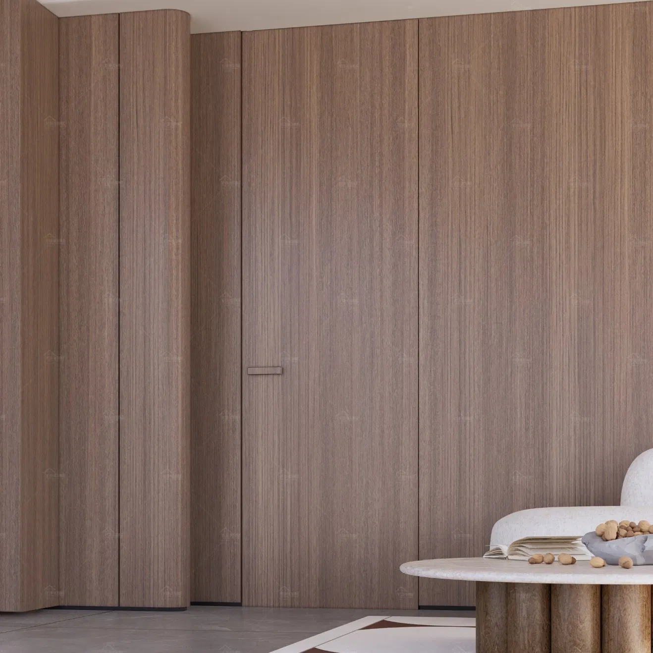 Italian Standard Commercial Wooden Flush Panel Solid Inside Room Invisible Frame Hidden Door for Home