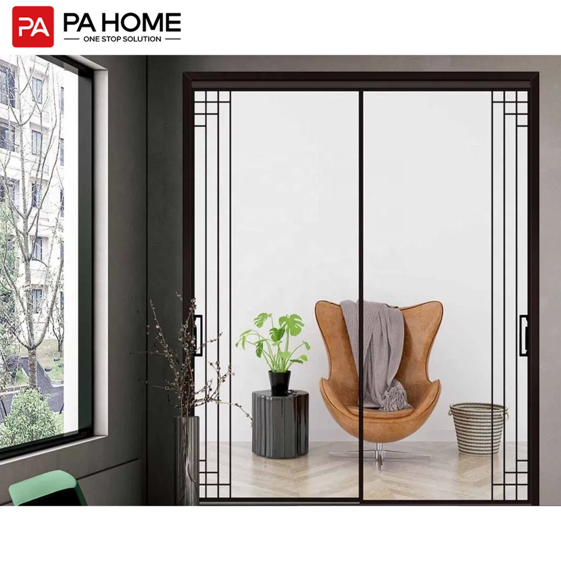 PA Luxury Slim Frame Panoramic Large Glass Panel Sliding Glass Aluminium Door
