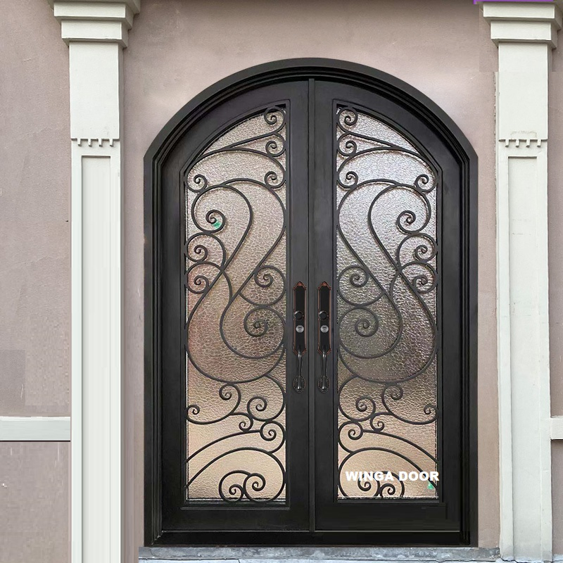 Melbourne Custom Made Wrought Iron Security Metal Glass Double Exterior Front Entrance Steel Doors