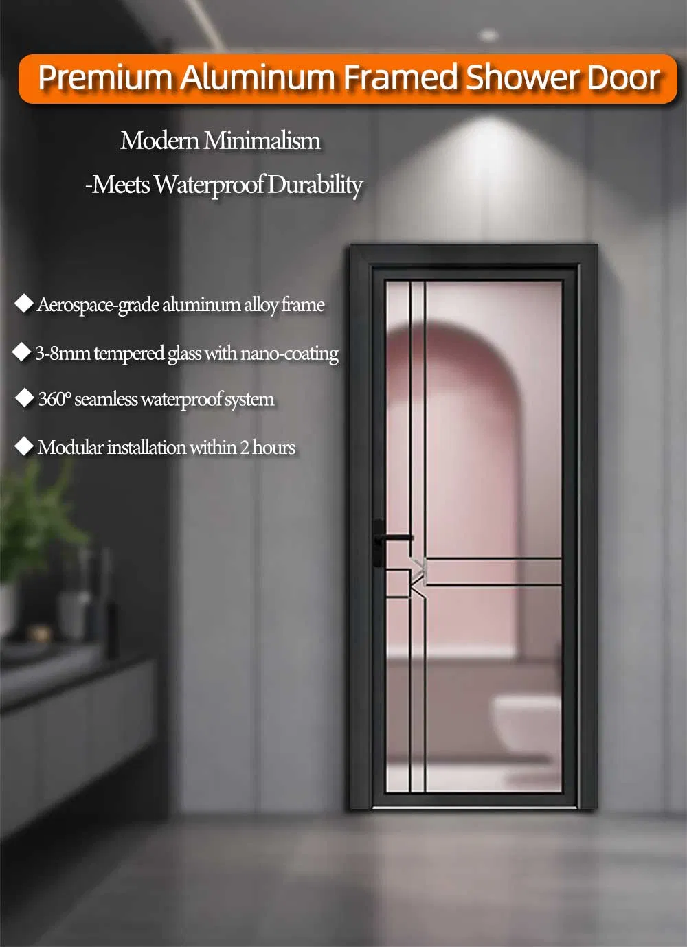 Aluminum Bathroom Door Design 2