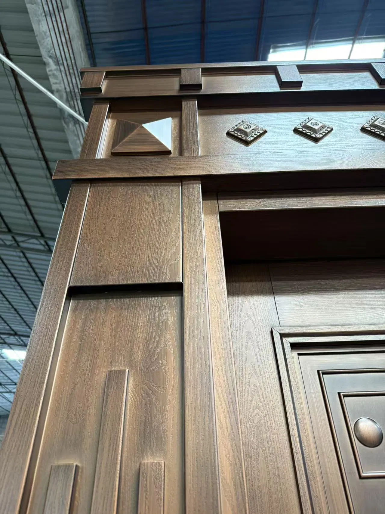 Luxurious Copper Finish Aluminum Double Door Gate with Intricate Embossing