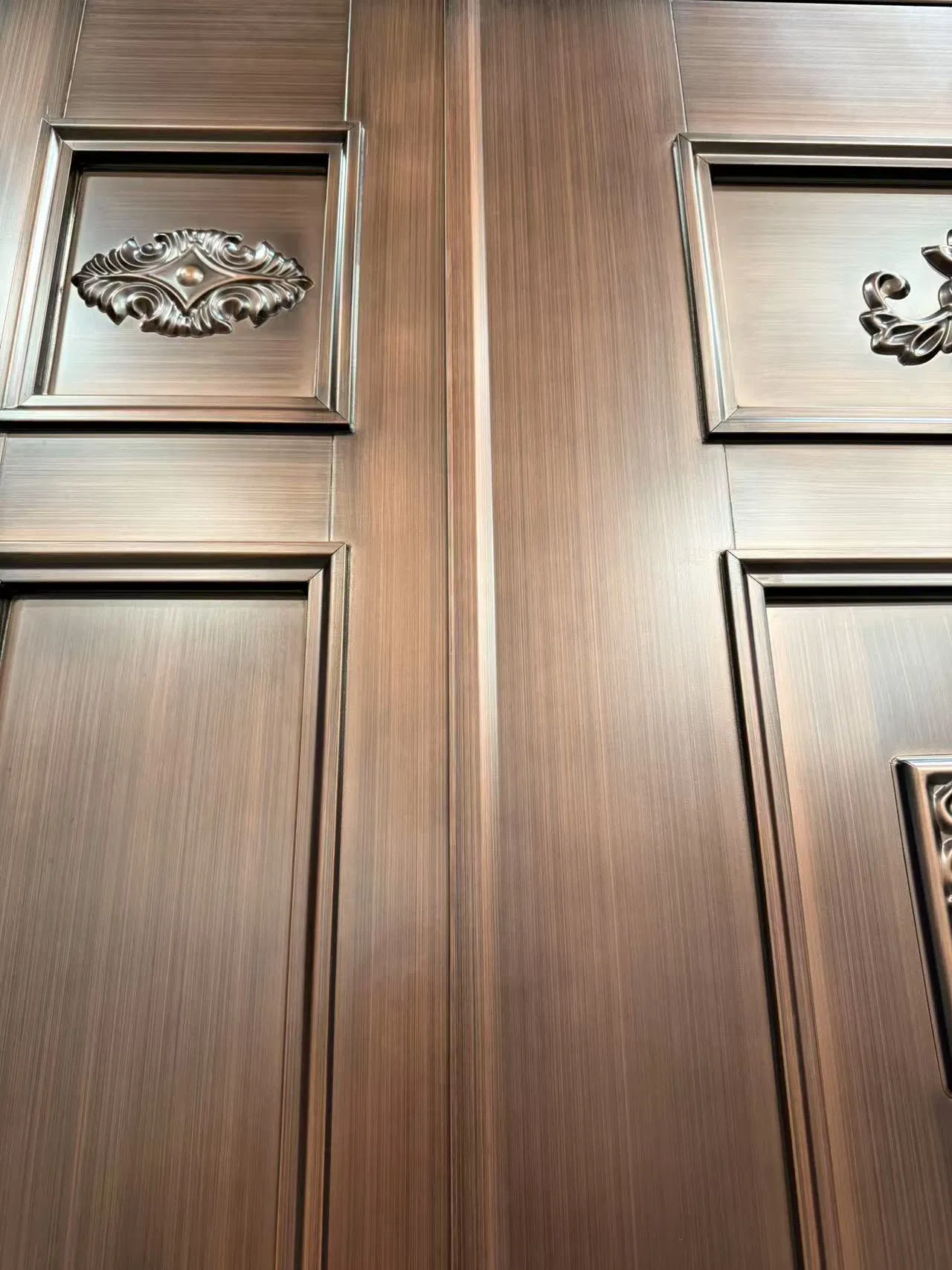 Luxurious Copper Finish Aluminum Double Door Gate with Intricate Embossing