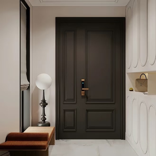 High-Security Interior Door Entrance Wooden Door with Multi-Point Lock System