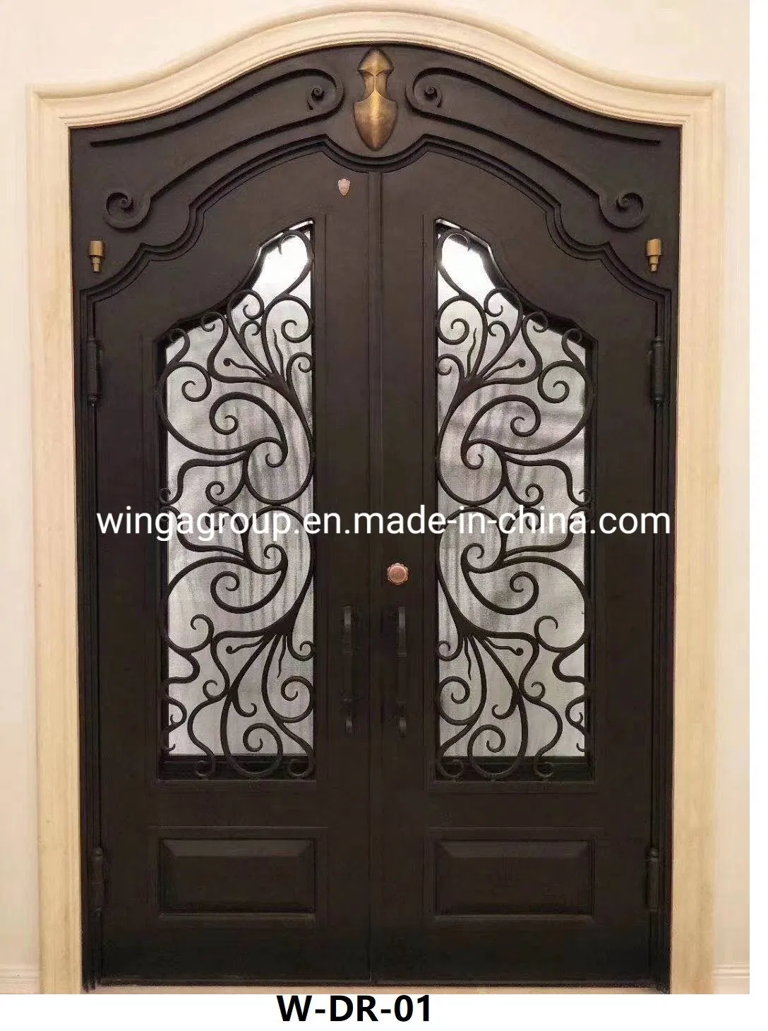 Arched Wrought Iron Security Steel Glass Entry Metal Outside Front Villa Hotel Door