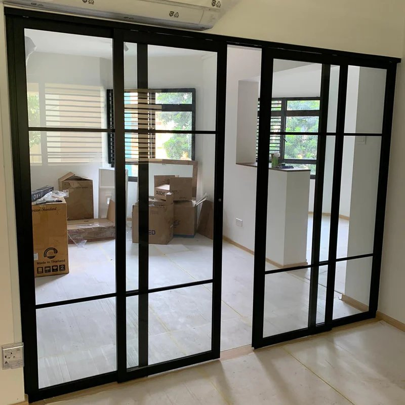 Ace Slim Frame Balcony Double Tempered Glass Exterior Aluminum Sliding Door