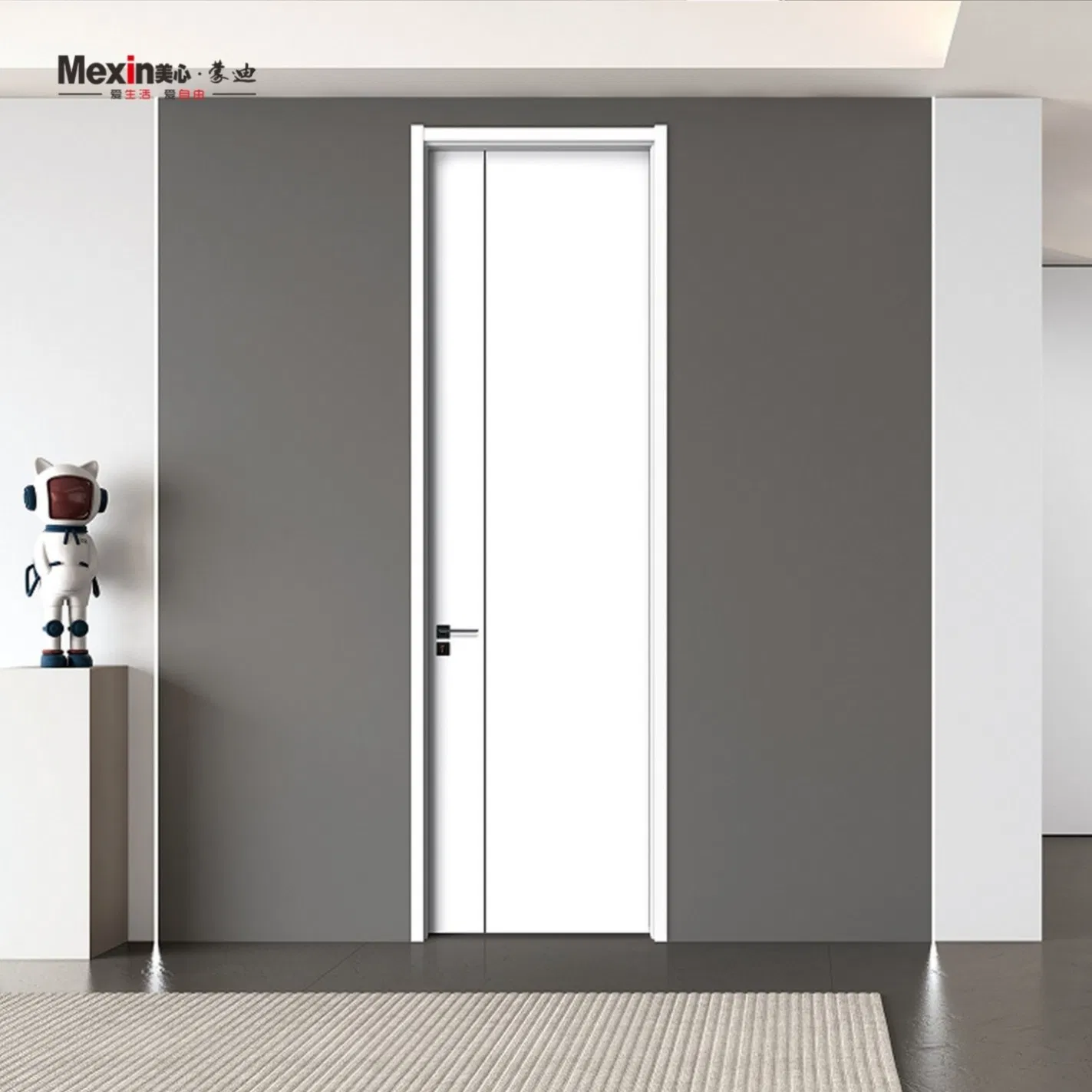 Mexin Factory Custom Security Entrance Door with Multi-Point Lock Heavy-Duty Wooden PVC WPC Interior Door for Bathroom Door
