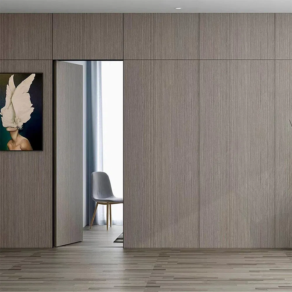 Modern Interior Bedroom Flush Frameless Door Wooden Hidden Wall Doors Aluminum Frame