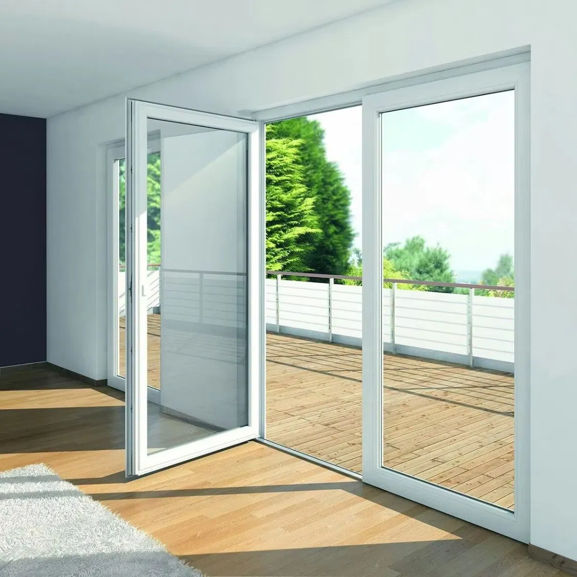 60 Series UPVC Security Hinged Door with Bullet-Proof Glass, Multi-Point Lock &amp; Steel Reinforcement