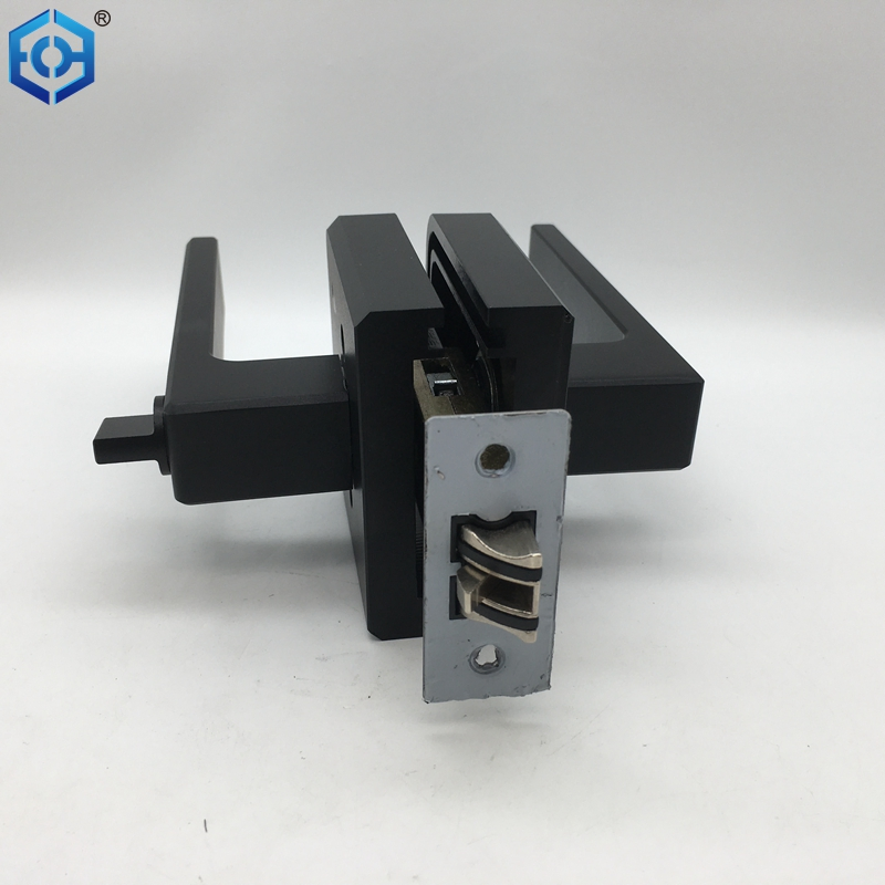 100% Original Matt Black Aluminum Slim Frame Glass Door Handle Lock