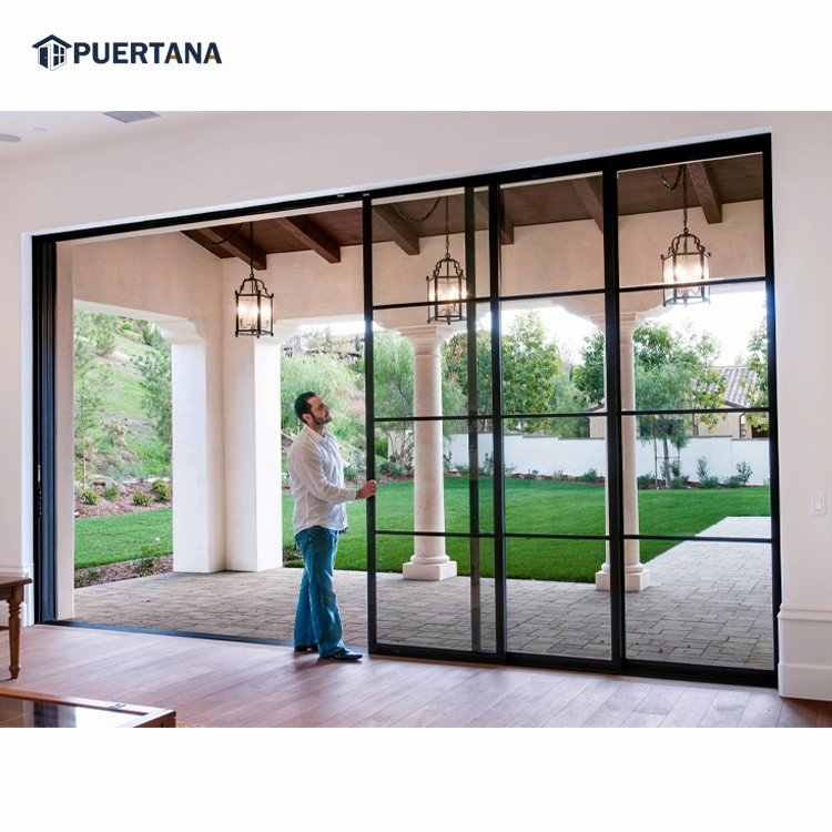 Wholesale Modern Design 96X80 Double Glass Balcony Patio Soundproof Aluminum Sliding Exterior Patio Door